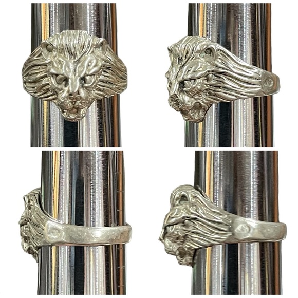 Vintage Silver Lion Brass Ring Size 8 - Picture 2 of 7